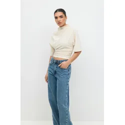 Gina Tricot - Drapy top - Crop Tops - beige - M - Dame - beige - M