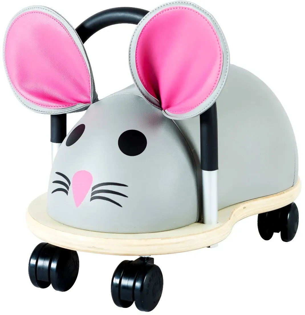 Wheely Bug Maus Rutschfahrzeug gro f Holz braun/rot/wei f Sitzhf6he 26 cm - Multidirektional, stabil, ab 2 Jahren