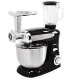 Syntrox Germany KM-1300W Black de Luxe Küchenmaschine Knetmaschine Mixer mit Fleischwolf, Edelstahl-Behälter, 6,5 Liter, schwarz