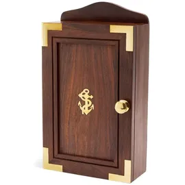 Nklaus Schlüsselkasten aus Holz und Messing Gold 29x17x7cm Schlüsselbox Schlüsselhalter 11713
