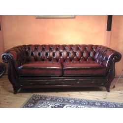 Salottini Chesterfield-Sofa 3er Sofa Chesterfield 3-Sitzer Couch Manchester rot