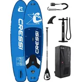 CRESSI seit 1946 - Ultra Isup Set - Aufblasbares SUP Board für Erwachsene Große Stabilität Strapazierfähigkeit Komplett Zubehör Paddel Flosse Pumpe Leine Tasche-Blau_320x81x15 cm Max 130 kg