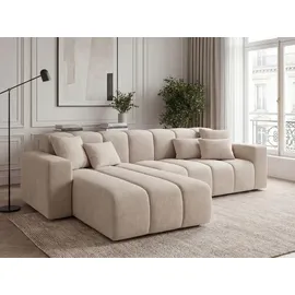 GRAINGOLD Ecksofa Velours 4-Sitzer Beige