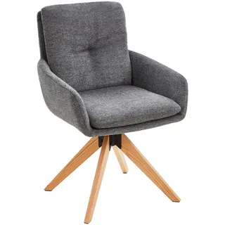 Livetastic Armlehnstuhl, Grau, Holz, Metall, Textil, Eiche, massiv, Füllung: Schaumstoff, würfelförmig, 59x91x65 cm, Esszimmer, Stühle, Esszimmerstühle, Armlehnenstühle