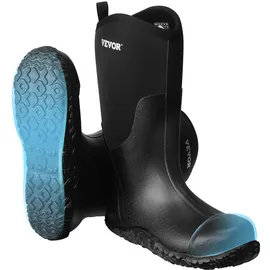 Vevor Gummistiefel mit Stahlkappe Schutzschuhe, wasserdichte Regen-Angelstiefel, rutschfeste Arbeitsschuhe für den Außenbereich, für Fertigung, Bau, Landwirtschaft, Größe 12 US