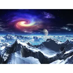 Fototapete PAPERMOON "PLANETEN-FUTURISTISCH WELTRAUM MOON GALAXIE UNIVERSUM", bunt, B:2,50m L:1,86m, Vlies, Tapeten