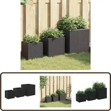 Pflanzkübel 3 Stk. Schwarz Poly Rattan - Blumentopf - Pflanzgefäß - Gartenmöbel - Balkonpflanzen - Terrasse