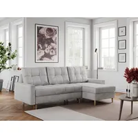 MKS MEBLE Ecksofa - L-Form Sofa mit Schlaffunktion - Wohnlandschaft L Form, Ecksofa mit Schlaffunktion und Bettkasten, Schlafsofa mit Bettkasten, Couch mit Schlaffunktion - Hellgrau Colin