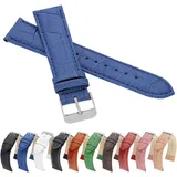MARCHEL Croco LM-30 Lederarmband 14 mm Blau Krokoprägung Uhrenarmband Krokodilmuster Uhrband Rindsleder