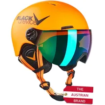 Black Crevice Kinder Visierhelm Leogang, neon orange, 48-52 cm...