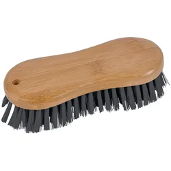 Scheuerbürste aus Bambus - Ergonomischer Griff - Feste Borsten für effiziente Reinigung von Bad, Küche, Fliesen, Garage - Langlebig - 15 cm