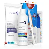 Mr. Fuss® No. 1 - Plus Pack Steel Classic Fußpflege Hornhautentferner Nagelhautentferner Sparpaket 3 tlg., Aktiv-Lösung Schnell & Stark Erweichend - Standard, 200 ml, Watte, Hornhautschaber