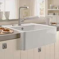 Villeroy & Boch Spülstein Einzelbecken weiß alpin + Excenterbetätigung + Lochbohrungen 1 + 2