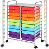 Costway Rollwagen mit 20 stapelbaren Schubladen Rollcontainer mit Metallrahmen und Ablage