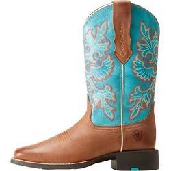 Westernstiefel aus Leder mit breiter quadratischer Spitze Frau Ariat Round Up Ws 38