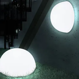 ETC Shop Solarleuchte Halbkugel Kugelleuchte Solar Außen Gartendeko Halbkugel, weiß, LED Leuchtmittel, d 20 cm, 2er Set