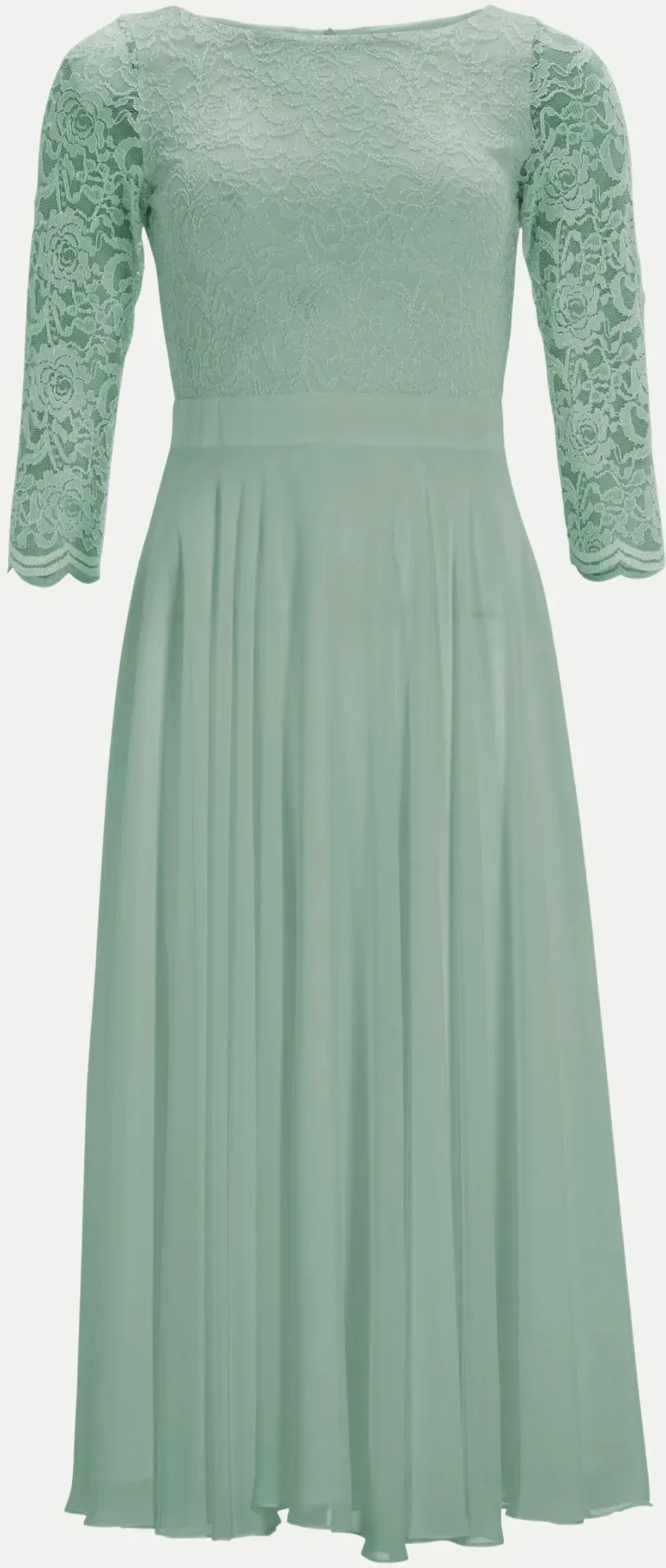 Kleid aus Spitze und Chiffo Grün 50