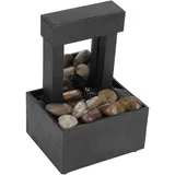 Dioche Tischbrunnen Dekorativer Zimmerbrunnen Zen Brunnen mit LED-Licht, Leichter Wasserfallbrunnen Zen für Zuhause Büro Schlafzimmer