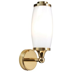 Licht-Erlebnisse Wandleuchte HABANO, LED wechselbar, Warmweiß, Wandlampe IP44 Weiß G9 3000 K 320 lm Glas Messing massiv Jugendstil goldfarben|weiß