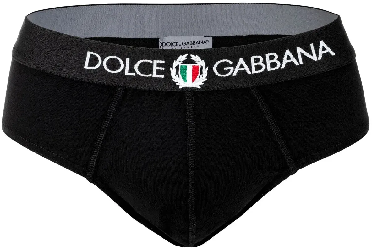 DOLCE & GABBANA Herren Slip - Slip Medio, Stretch Baumwolle Schwarz S