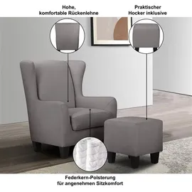 Home Affaire »Chilly, Sessel mit Hocker« Set, bestehend aus Sessel und Hocker, 2 Stk. tlg. in Cord und Microfaser-Bezug, Unser Dauertiefpreis