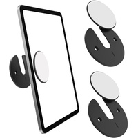 MoKo Tablet-Wandhalterung, 2 Stück 90° Drehbar Tablet Halterung Runde Handy Küchenwandhalterung Verstellbar Ständer mit Kleben und Schraube Tablet Halter Passend für Handy Tablet Kindle WiFi, Schwarz