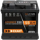 EXAKT Autobatterie 12V 55Ah Starterbatterie PKW KFZ Auto Batterie (55Ah)