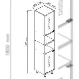 VCM Holz Badmöbel Hochschrank Darola Glastür