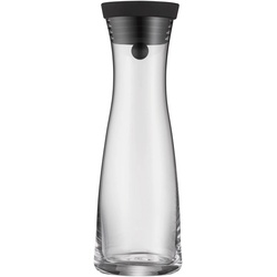 WMF Wasserkaraffe 1l Glaskaraffe Karaffe Basic Kippdeckel schwarz, Karaffe + Krug, Transparent