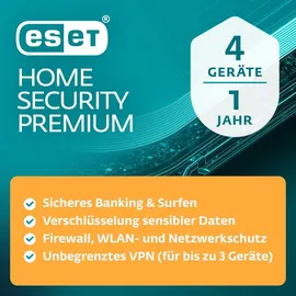 ESET Home Security Premium 2026 4 Geräte 1 Jahr DE Win Android iOS