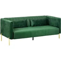 Homcom 3 Sitzer Sofa Gästesofa mit 2 Sitzkissen, dreier Couch mit Armlehne, Grün