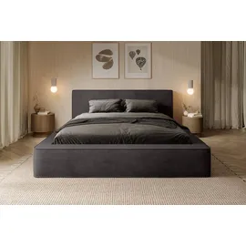 FEDVE Polsterbett, Anthrazit, Textil, 140x200 cm, Schlafzimmer, Betten, Polsterbetten