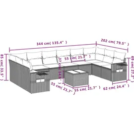 vidaXL Garten-Lounge-Set 11-tlg. grau