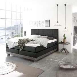 Hasena Boxspringbett 140-180 cm Dunkelgrau, Liegefläche:160 x 200 cm, Topper:Agrea-Topper - Dunkelgrau