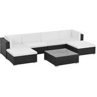 vidaXL Garten-Lounge-Set mit Auflagen schwarz 44596