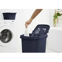 Rotho Wäschesammler Flowers, 55 l midnight blau