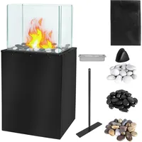 XMTECH Rechteck Freistehender Bio-Ethanol Stand-Kamin für Indoor und Outdoor, Kamin Ethanol mit bis zu 60 min Brenndauer, Bioethanolkamin Bodenkamin, Wohnzimmer Terrasse Garten (80x35x18 cm)