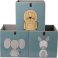 Centi 3er Set Aufbewahrungsboxen, Kallax Boxen, Spielzeugkiste für Kallax Regal, 33x33x33 cm, Perfekt für Würfelregale, aufbewahrung Kinderzimmer, abwaschbar, blau