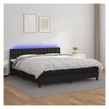 vidaXL Boxspringbett mit Matratze & LED Schwarz 180x200 cm Kunstleder
