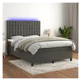 vidaXL Boxspringbett 140 x 200 cm Dunkelgrau