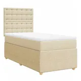 vidaXL Boxspringbett mit Matratze Creme 80x200 cm Stoff