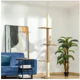 BlingBin Kratzbaum Katzenkratzbaum Kletterbaum, deckenhoch Höhe 228-260 cm, für kleine & große Katzen braun