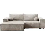 bromarkt Ecksofa, PABLO Mini Schlaffunktion Bettkasten L-Form, 255x148x85cm Beige, Links - Beige