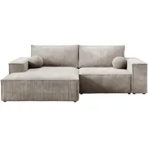 bromarkt Ecksofa, PABLO Mini Schlaffunktion Bettkasten L-Form, 255x148x85cm Beige, Links - Beige