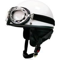 VVPEC Halbschalenhelm mit ECE, Jethelm Retro, Chopper Helm, Scooter-Helm, Fahrradhelm, mit Schutzbrille und Schnellverschlussschnallen für Damen Herren Erwachsene (Color : E, Size : L(59~60cm))