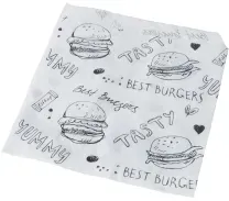 PAPSTAR Hamburger Tüten, aus Kraftpapier, Weiße Burgertüte mit modernem Hamburger Design, 1 Packung = 1000 Stück