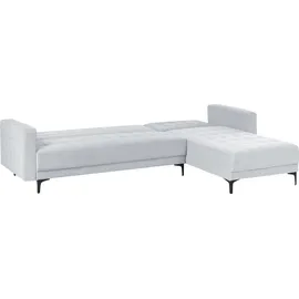 Beliani 4-Sitzer Ecksofa Links Hellgrau Samt Gesteppt L-förmig mit Schlaffunktion Schwarzen Metallbeinen Modern Glamourös Modulsofa Schlafsofa