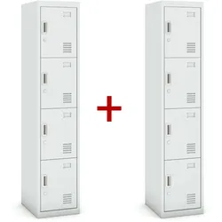 Metallspind 1+1 GRATIS, 4 Abteile, Zylinderschloss, grau/grau