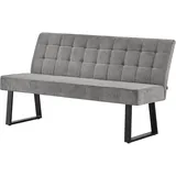DUBI Möbel Sitzbank Emma, Esszimmerbank 160 cm mit Rückenlehne gepolstert mit Federkern für Esszimmer, Flur, Garderobe mit Metallgestell, modern Design, Grau, 21301-160-KI454-01