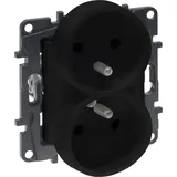Legrand Doppelsteckdose mit Erdung 2x 2P+E schwarz 1 St.